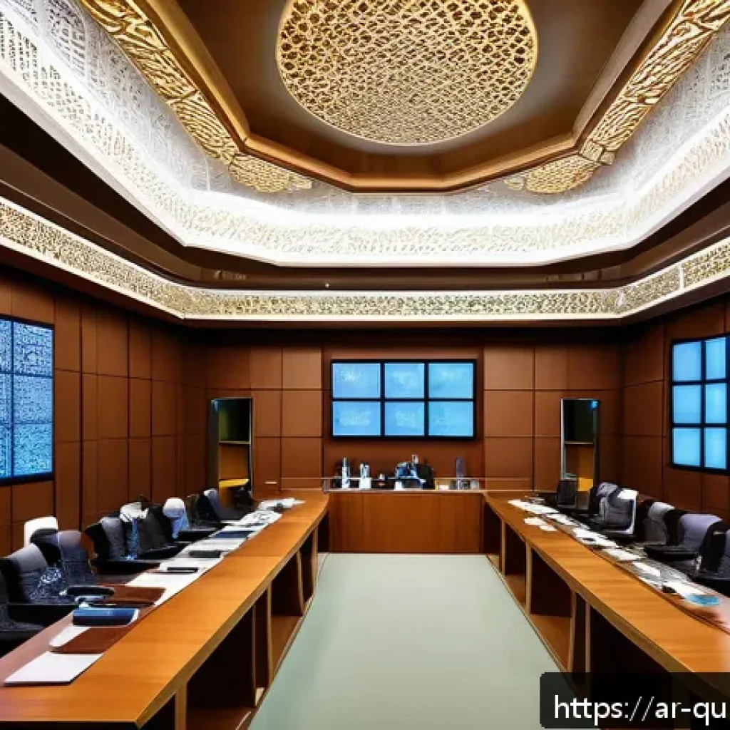 양자 암호화의 법적 쟁점 - A modern legislative chamber in a Middle Eastern country, with Arab lawmakers in traditional attire ...