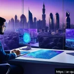 양자 암호화의 키 관리 방안 논의 - A high-tech quantum encryption laboratory in a Middle Eastern city setting, featuring scientists in ...